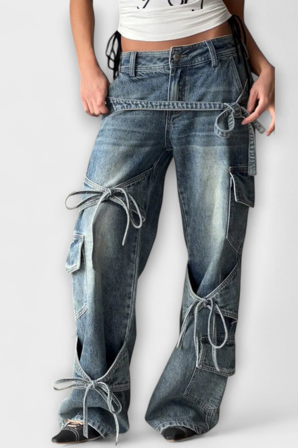 Paloma - Utility Denim Jeans mit Knotendetail